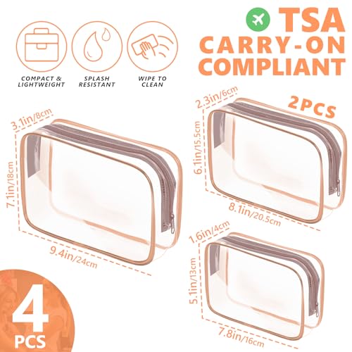Clear Makeup Bag (4 Packs Rose Pink)
