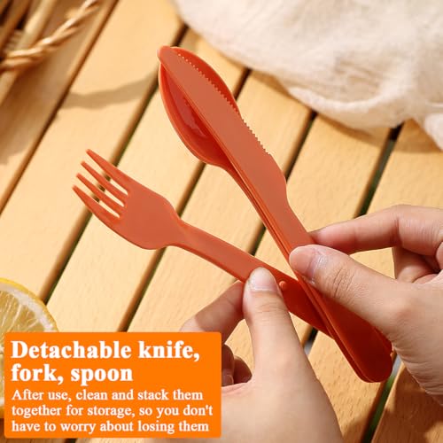 6 Piece Camping Mess Kit with Bowl (1.Orange)