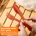 6 Piece Camping Mess Kit with Bowl (1.Orange)
