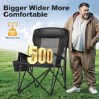 Oversized Camping Chairs High Back Heavy Duty Lawn Chair 500LBS (Black / Single Pack)