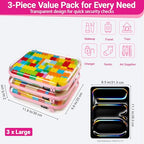 Clear Hard Shell Zipper Cases (Pink / 3 Pack(L))
