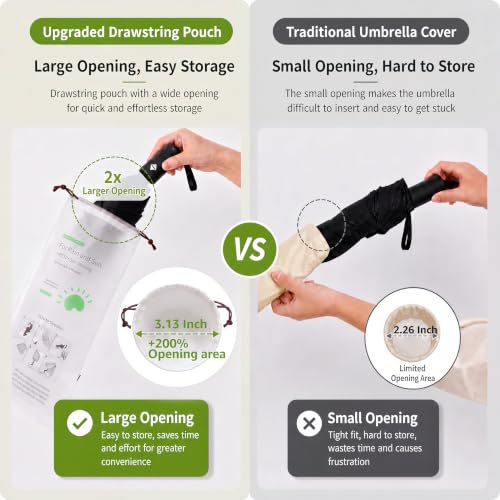 Small Compact Travel Umbrella with UV Protection for Sun & Rain (K-2 Pack Macha Green & Black)