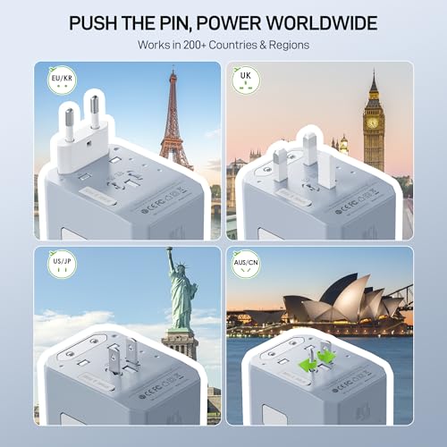 45W Universal Travel Adapter PD&QC (45W-5USB(3 USB-C) Blue)