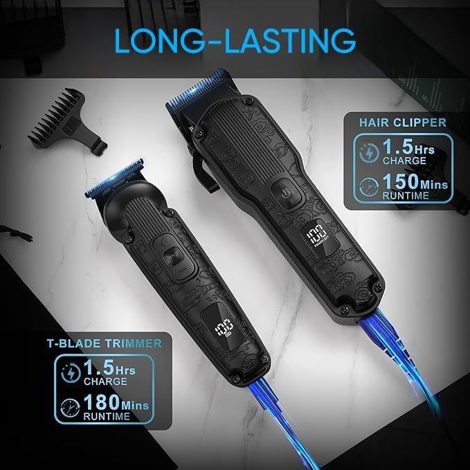 Professional Hair Clipper for Men Hair Cutting Kit Men's Beard Trimmer Hair Trimmer Shaver Cordless Barber Clippers and Trimmers Set Black (24 Piece Set)