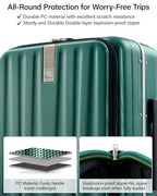 24 Inch Checked Luggage Front Opening Rolling Suitcase Hard Sided Luggage with Spinner Wheels Travel Luggagefor Woman Men (24 Inch / Dark Green)
