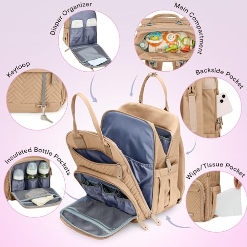 Diaper Bag Backpack (Light Khaki)