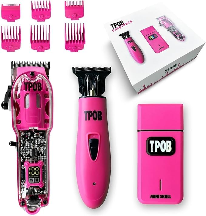 Slime 2 Barber Hair Clippers Trimmer Shaver Set for Men with Matte case and X Fade Blade (Pink)
