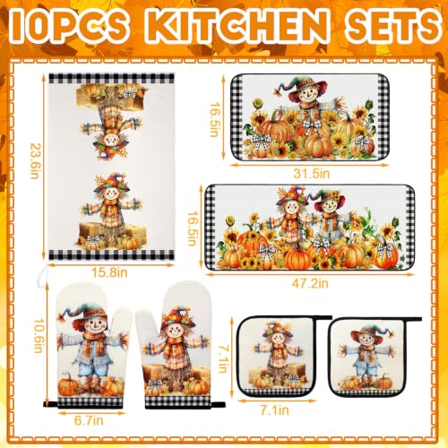 10 Pcs Fall Thanksgiving Pumpkin Kitchen Decor Set Scarecrow (Orange / Scarecrow)