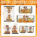10 Pcs Fall Thanksgiving Pumpkin Kitchen Decor Set Scarecrow (Orange / Scarecrow)