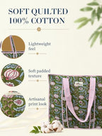 100% Cotton Quilted Tote Bag For Women (Garden Bloom)