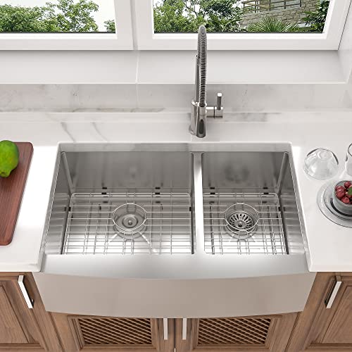 33 Inch Farmhouse Sink Double Bowl 60 (Stainless Steel / 33''x21''-60/40)
