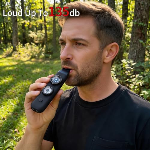 Multifunctional Survival Emergency Whistle for Kids with Compass Hiking Survival (obsidian black2pcs)
