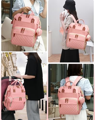 Diaper Bag with Changing Station (Peach Pink)