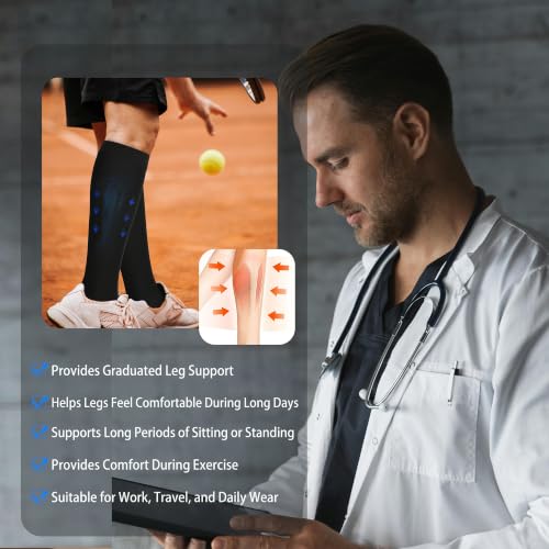 Extra Thick Wide Calf Compression Socks for Women&Men Plus Size 20 (2 Pairs-black / X-Large)