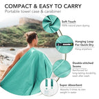 Quick Dry Travel Towel with Case & Carabiner (Lake-green / 71.00" x 35.00")