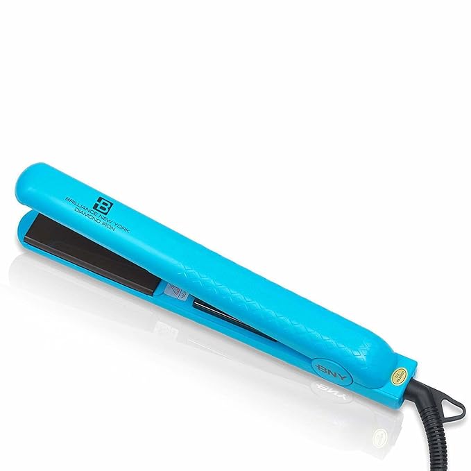 Brilliance New York - 1.25 Inch Diamond Ceramic Flat Iron - Frizz-Free and Anti-Static Ionic Plates - Dual Voltage Flat Iron for Travel