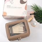 Large Clear Makeup Bags (Taupe / Dual Layer)