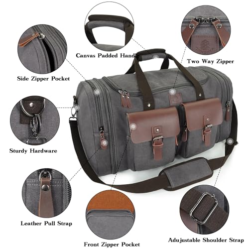 Canvas Duffle Bag for Men (Grey / X Large-60L)