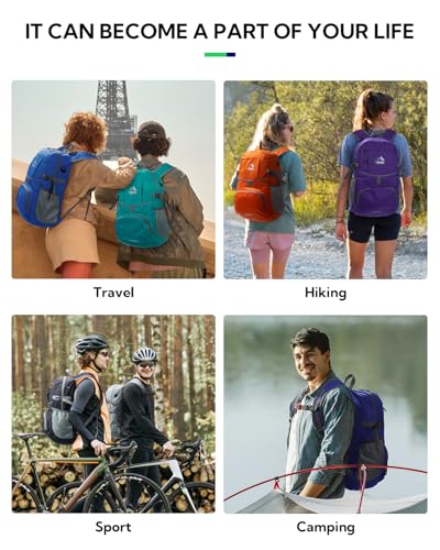Small Lightweight Packable Hiking Backpack Foldable Travel Daypack (H-green / 25L)