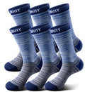Men 6 Pack Athletic Compression Crew Socks for Running Gym Sports (11-13 / Purplish Blue 8425)