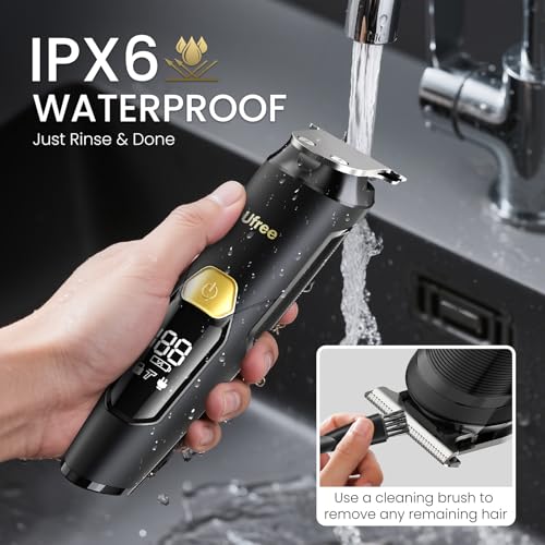 3-in-1 Beard Trimmer for Men, IPX6 Waterproof Electric Razor (Black)