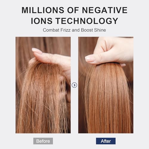 Dual Voltage Travel Hair Dryer Brush (50mm Oval / Prussian Blue&rose Gold)