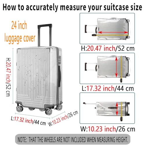 24 Inch Waterproof Clear Suitcase Cover (Gray Trim-0.4mm / 24" Suitcase Cover.)