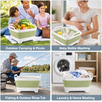 Collapsible Dish Basin with Drain Plug (Green)