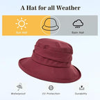 Comhats Rain Hat for Women Waterproof Wide Brim Sun Hats for Ladies UV - Image 2