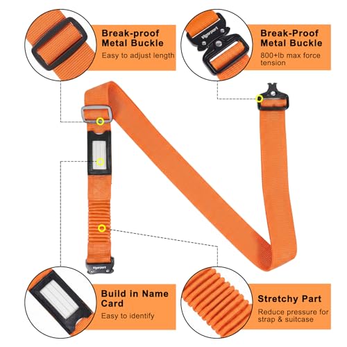 Luggage Straps for Suitcases TSA Approved Suitcase Belt (Orange / 72″ L & 79″ L)
