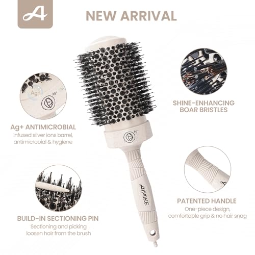 Large Nano Thermal Ceramic Round Brush with Barrel 2.1 inch for Blow Drying (2.1 Inch - Classic)