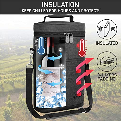2 Bottle Wine Carrier Tote (Charcoal)