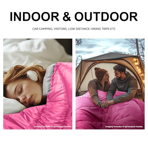 Cold Weather Sleeping Bags for Adults (Pink-5.3lb)