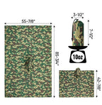 Hooded Rain Poncho for Adults (Green Camo 1/4 Zipper)