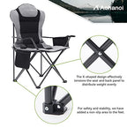 Heavy Duty Camping Chairs for Adults with Cup Holder & Cooler Bag (Gray | 400lbs)