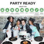 50 Pcs Black Plastic Plates (Black / 50 Pcs)