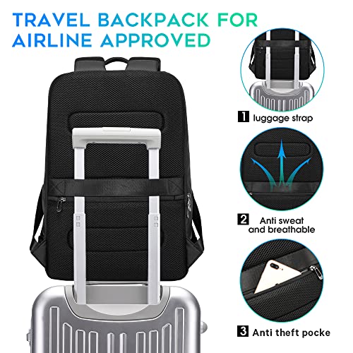 Business Smart Backpack Waterproof fit 15.6 Inch Laptop Backpack with USB Charging Port (Large / Black(no Charge Port))
