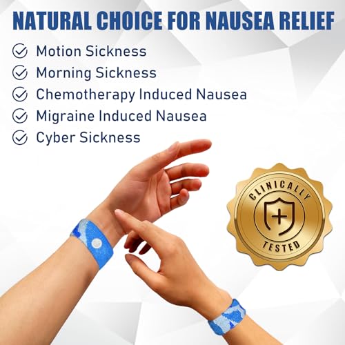 Motion Sickness Bands Anti Nausea Wristbands for Adult and Kids (1 Pair / 1 Pair F- Camo Blue)