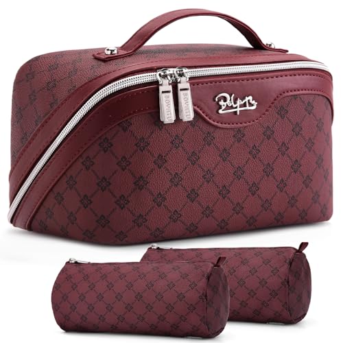 Travel Makeup Bag Cosmetic Bags for Women (A-910-Red)