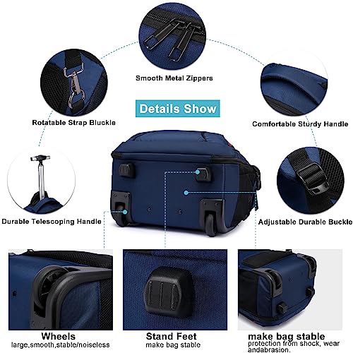 Rolling Backpack for Adults (Blue / 17 Inch)