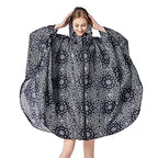 Waterproof Rain Poncho for Women Packable Hooded Raincoat with Pocket (Black Flower)