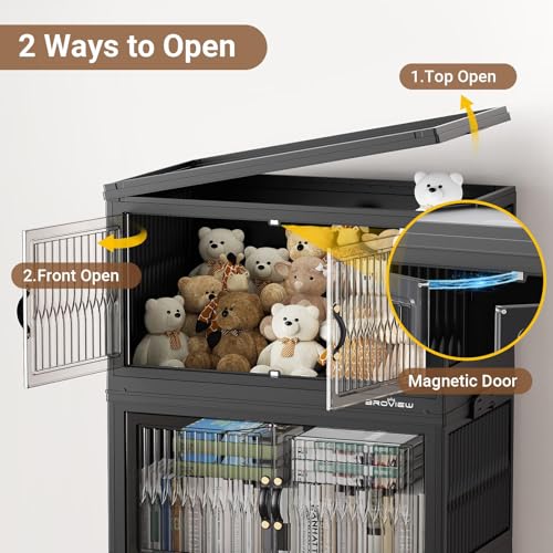 400Qt Stackable Storage Bins with Lid (Black / 100QT-4Pack)