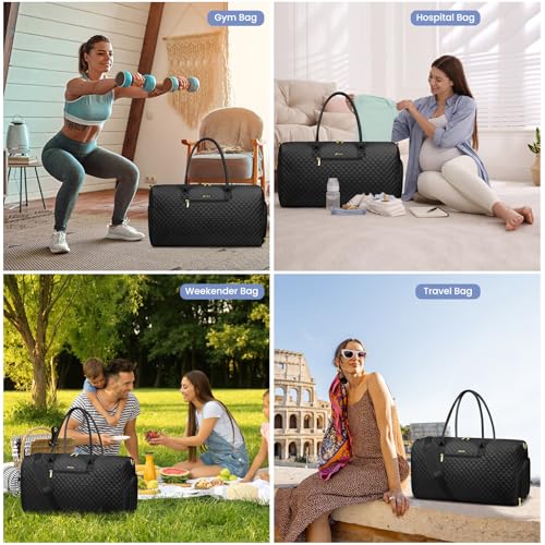 Women Weekender Travel Duffle Bag (26-Black Basic - 3 PCS / Large)