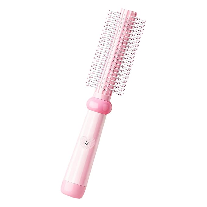Round Hair Brush, Detangling Fluffy Scalp Brush with Ergonomic Big Handle, Plastic Lightweight Macron Styling Color Comb for Faster Blow Drying and Volume for Long,Thick, Curly Hair Women/Girls/Kids