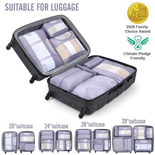 8 Set Packing Cubes for Travel Essentials (14 Early Purple Gray)