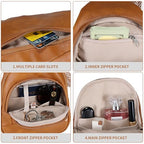 Crossbody Bags for Women Anti Theft Small Sling Handbag with Zipper Lock Vegan Leather RFID Blocking Chest Pure (Camel Brown)