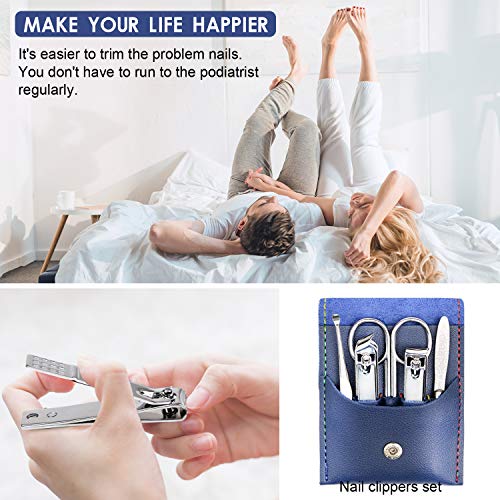 Manicure Pedicure Kit Nail Clippers Set Fingernails & Toenails Vibrissac Scissor 5 Pieces Best Care Tools for Man & Women with Travel Case (Primary Color of Stainless Steel 5 Pieces)