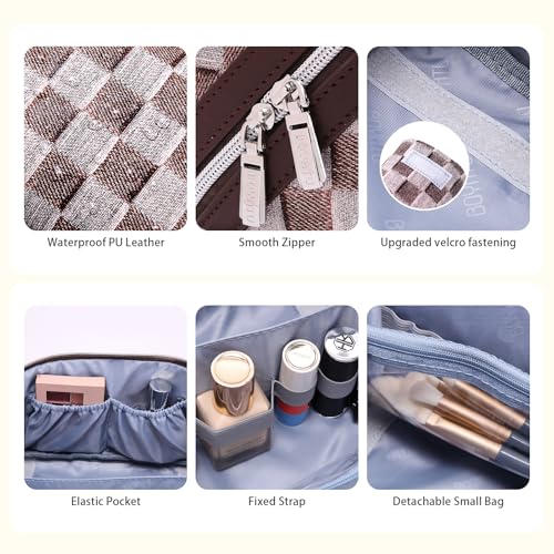Travel Makeup Bag Cosmetic Bags for Women (D-3-Brown)