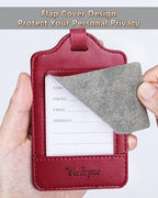 Leather Luggage Tags for Suitcases (Wine Red)