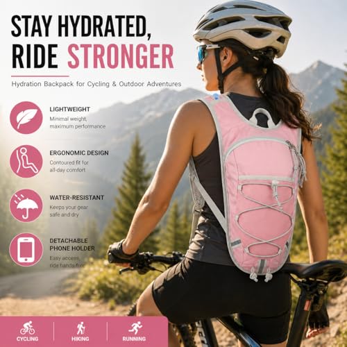Lightweight Hydration Backpack 2L Water Bladder Pack (Pink / 2L Bladder)